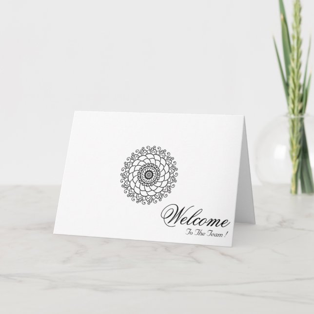 Vit Minimal Mandala Konst Välkommen Önskar Kort (Framsida)