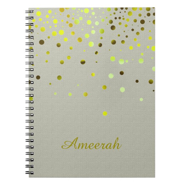 Vit minimal med Grönt Guld confetti Glitter Anteckningsbok Med Spiral (Framsidan)