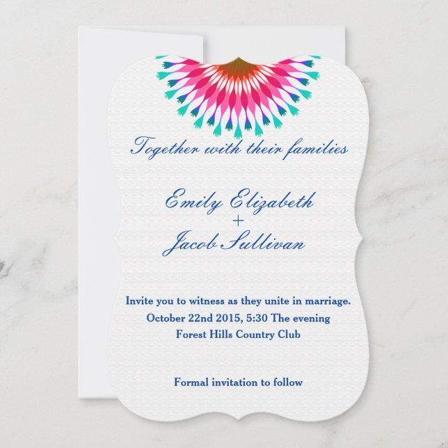 Vit minimal med Rosa Lotus Inspired Bröllop Spara Datumet (Framsida)