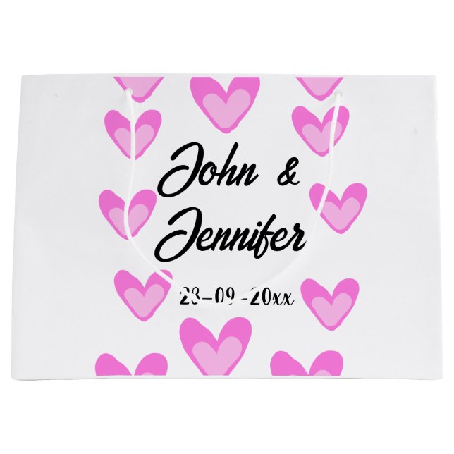 vit, minimal text stil bröllop-pinkhjärta (Framsidan)