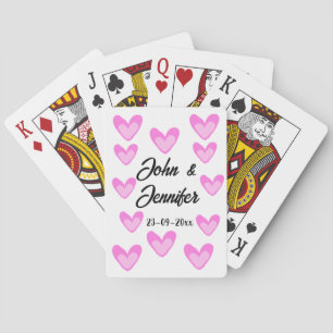 vit, minimal text stil bröllop-pinkhjärta casinokort