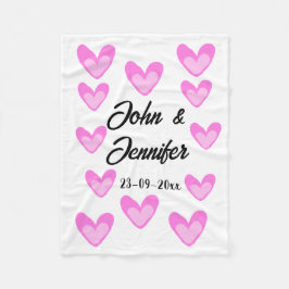 vit, minimal text stil bröllop-pinkhjärta fleecefilt