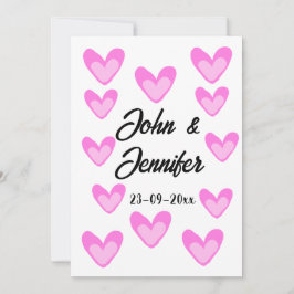 vit, minimal text stil bröllop-pinkhjärta inbjudningar