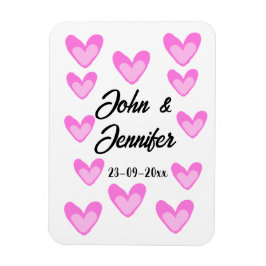 vit, minimal text stil bröllop-pinkhjärta magnet