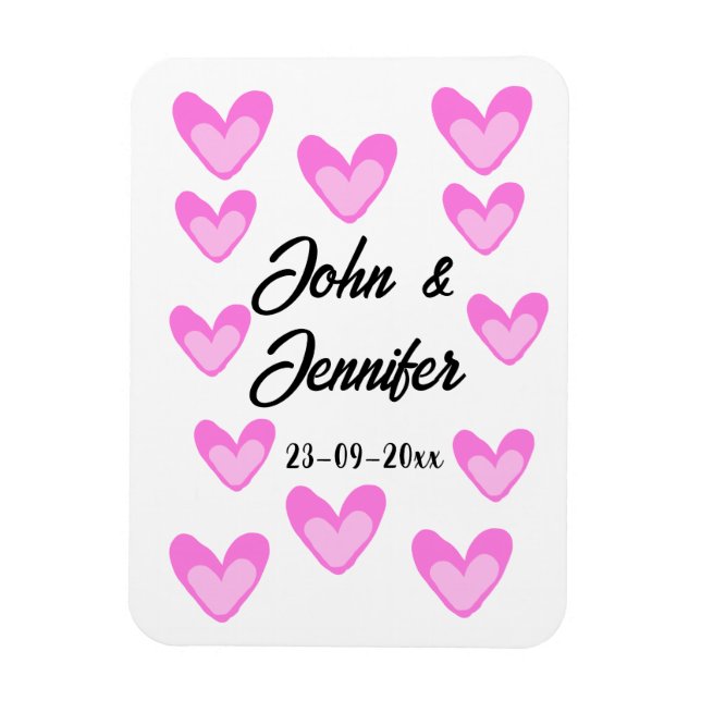vit, minimal text stil bröllop-pinkhjärta magnet (Vertikal)
