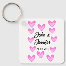 vit, minimal text stil bröllop-pinkhjärta nyckelring
