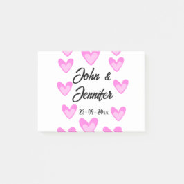 vit, minimal text stil bröllop-pinkhjärta post-it block