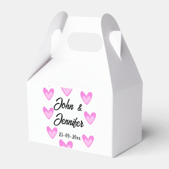 vit, minimal text stil bröllop-pinkhjärta presentaskar (Framsidan Sidan)