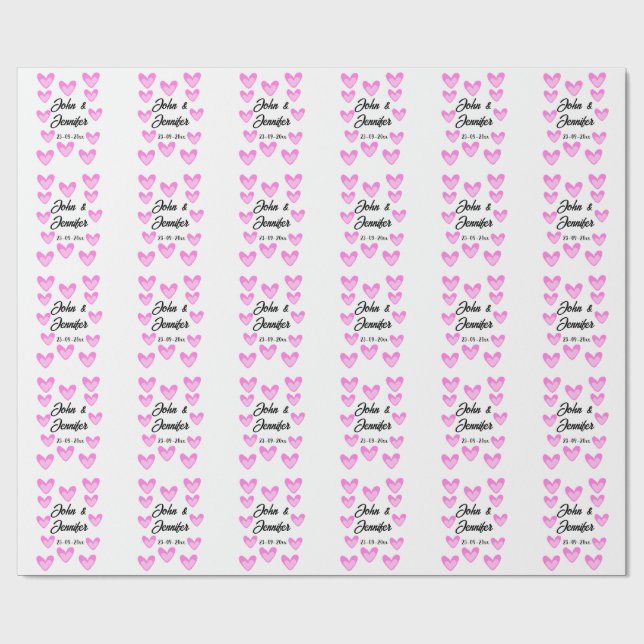 vit, minimal text stil bröllop-pinkhjärta presentpapper (Platt)
