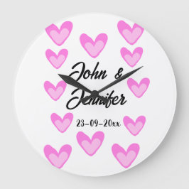 vit, minimal text stil bröllop-pinkhjärta stor klocka