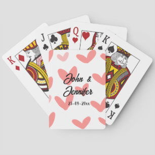 vit, minimal text stil bröllop, rött hjärta casinokort