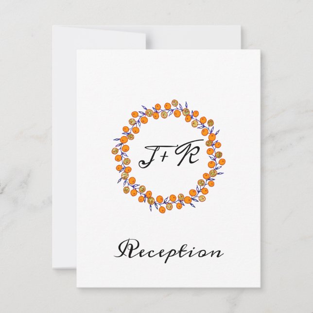 Vit minimalism Guld Bröllop Marinblå Inbjudningar (Framsida)