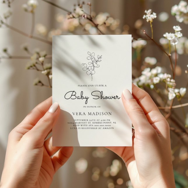 Vit, minimalistisk babyskare inbjudningar (Skapare uppladdad)