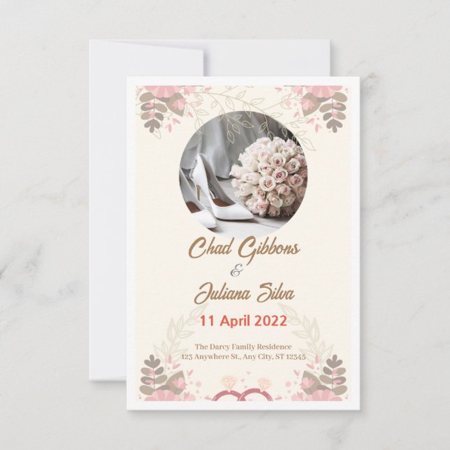 Vit, minimalistisk bröllopsinbjudan inbjudningar (Framsida)