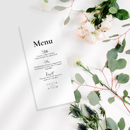 Vit minimalistisk Elegant bröllop Meny