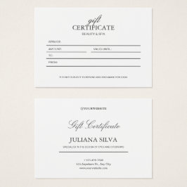 Vit, minimalistisk Elegant, certifikat för gåva