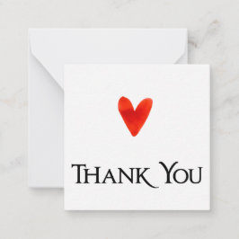 Vit minimalistisk Elegant Heart Bröllop Tack Anteckningskort