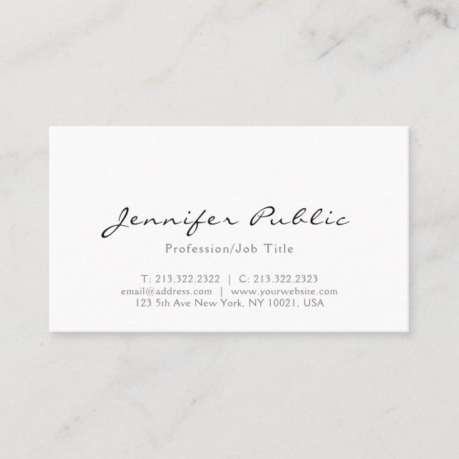 Vit minimalistisk Elegant i modern Professionell Visitkort (Framsida)