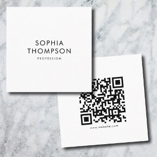 Vit, minimalistisk enkel fet QR-kod Fyrkantigt Visitkort
