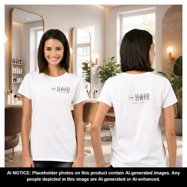 Vit minimalistisk logotyp för frisöranställda  t shirt (Skapare uppladdad)