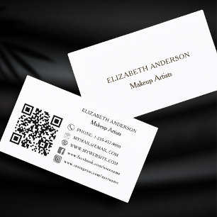 Vit, minimalistisk mediapremie Qr-kod social Visitkort