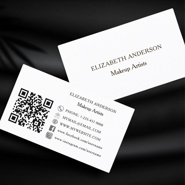 Vit, minimalistisk mediapremie Qr-kod social Visitkort (Skapare uppladdad)