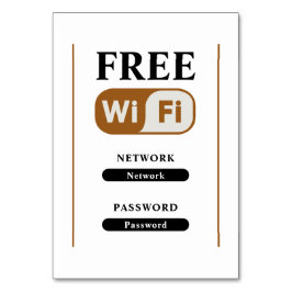 Vit minimalistisk metallbordskort med gratis wifi bordsnummer