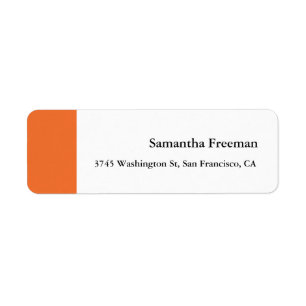 Vit minimalistisk modern ren Orange Returadress Etikett