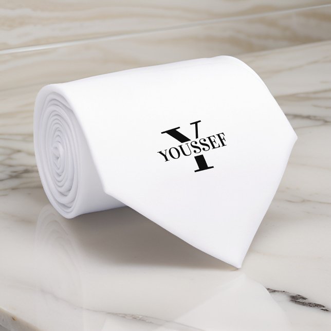 Vit, minimalistisk monogrammad slips (Skapare uppladdad)