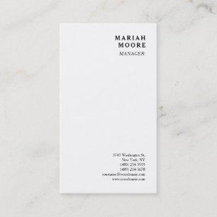 Vit, minimalistisk personlig presentation visitkort