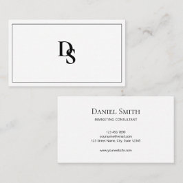 Vit, minimalistisk Professionell Monogram Visitkort