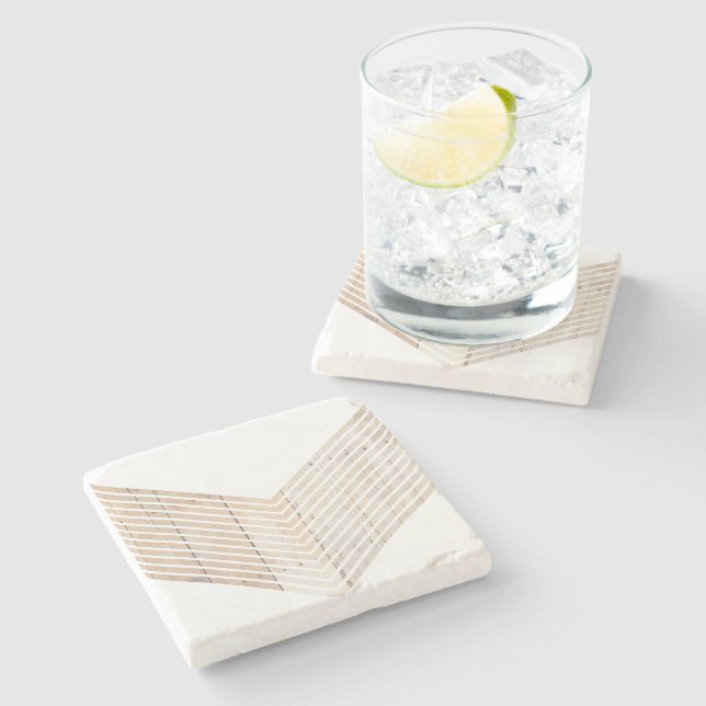 Vit, minimalistisk schevron med trä underlägg sten (Sidan)