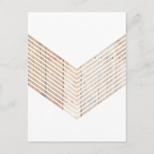 Vit, minimalistisk schevron med trä vykort