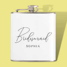 Vit, minimalistisk skripttypografi, Bridesmaid Fickplunta