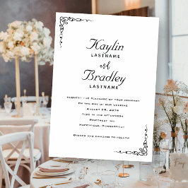 Vit minimalistisk vigselhörndekoration inbjudningar