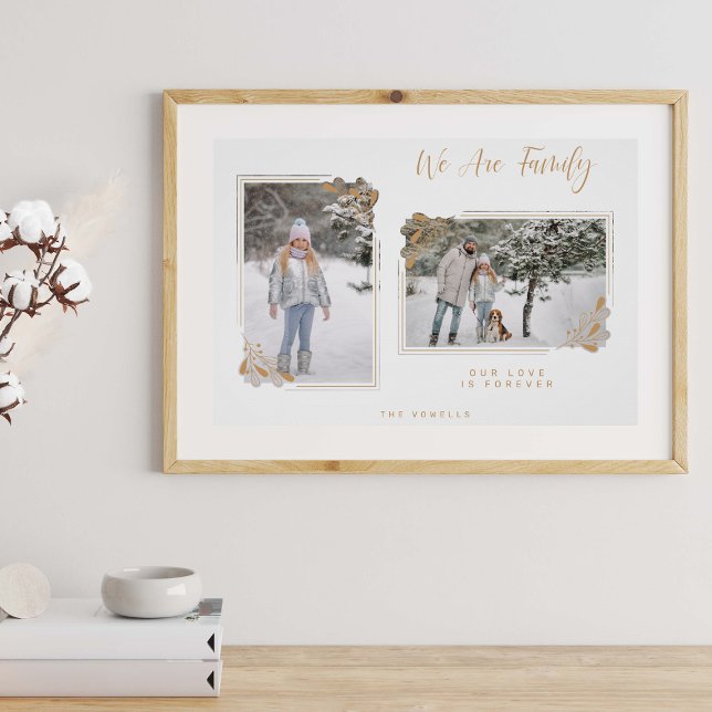 Vit minimifamilj 2 foton Finare Guld Grenar Poster (Skapare uppladdad)