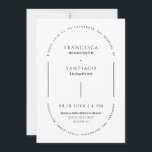 Vit minsta växel QR-kod Bröllop Photo Inbjudan<br><div class="desc">Den här eleganten innehåller en modern minimalistisk bröllopsinbjudan med en snyggt med cirkulär text där det står "vänligt gå med oss fira bröllop av", elegant placerad överst, vilket ger en romantisk och formell beröring. Det sofistikerade serif-typsnittet belyser parets namn med ett rent och förfinat utseende. På baksidan av kortet finns...</div>