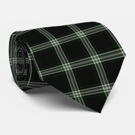 Vit mjuk Grönt, svart Tartan Play Slips