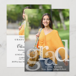 Vit modern 2-PHOTO-Studentfest Inbjudningar