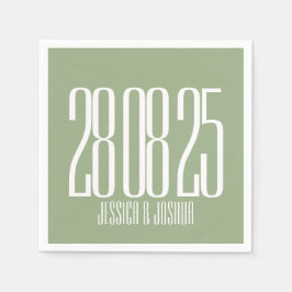 Vit, modern Bröllop-Grönt med fet stil Pappersservett