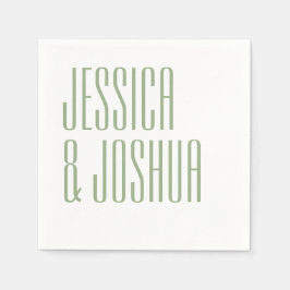 Vit modern Bröllop i fet skriptstil Pappersservett