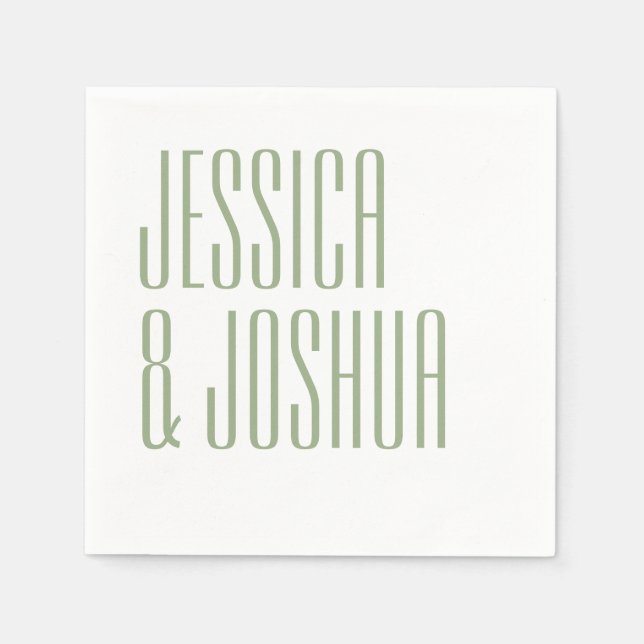 Vit modern Bröllop i fet skriptstil Pappersservett (Framsidan)