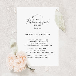 Vit Modern Bröllop Rehearsal-middag Inbjudningar