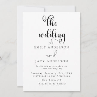 vit Modern Elegance Chic bröllopsinbjudan Inbjudningar