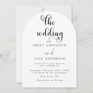 vit Modern Elegance Chic bröllopsinbjudan Inbjudningar