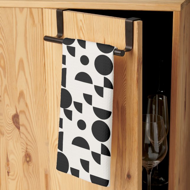 Vit modern Elegant Geometric Tribal Kökshandduk (Thirds Fold)