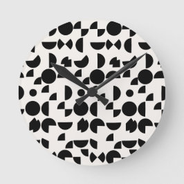 Vit modern Elegant Geometric Tribal Rund Klocka