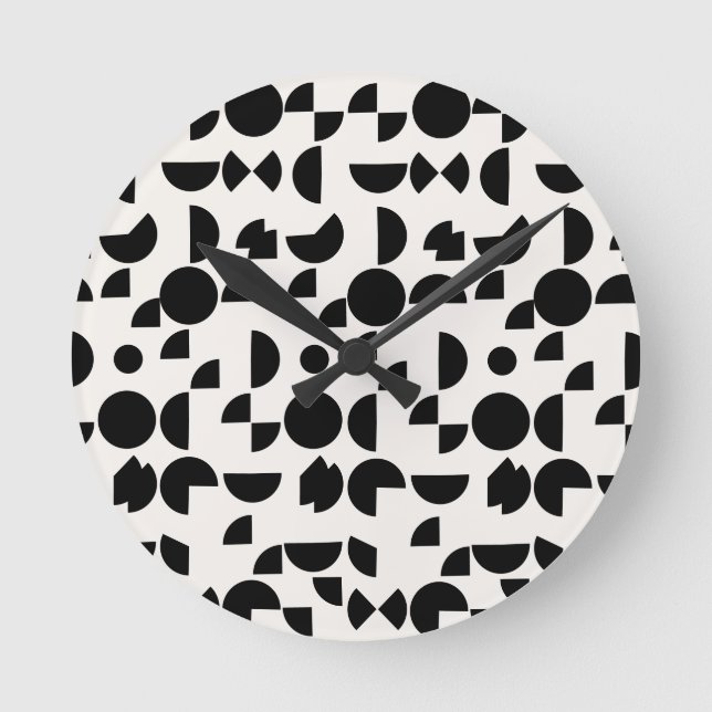 Vit modern Elegant Geometric Tribal Rund Klocka (Framsida)