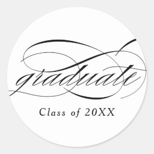 Vit Modern Elegant Studenten Runt Klistermärke