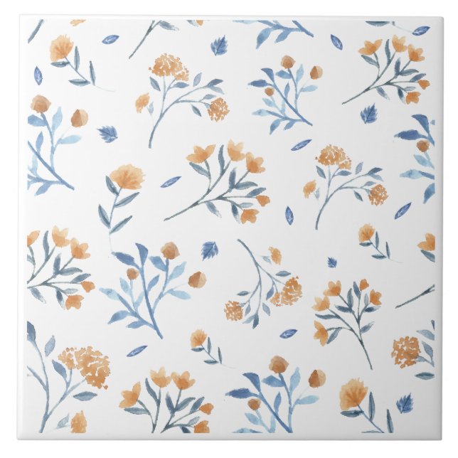 Vit Modern Farmhouse Wildblomme Ceramic Tile Kakelplatta (Framsidan)